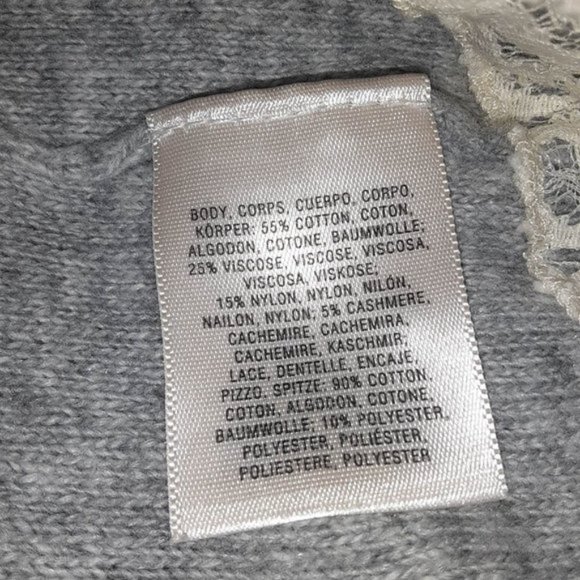 Angel of the North Light Weight Sweater Grey w/ Lace Accents Size Large - Picture 13 of 14